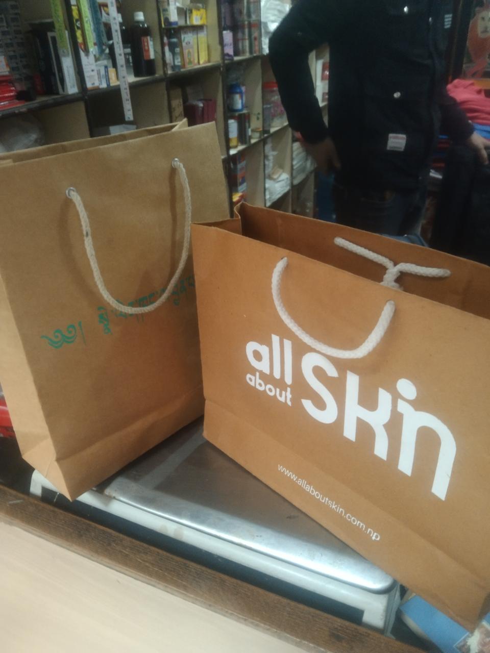 Paper bag manufactured for All About Skin
