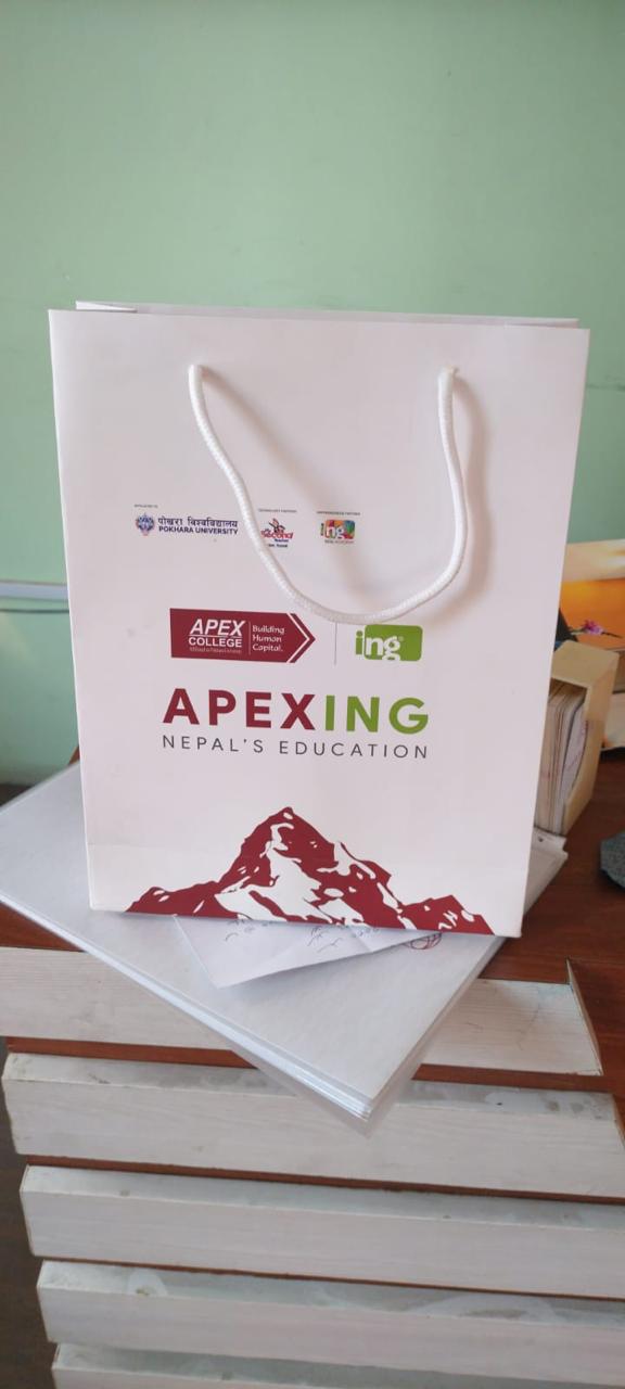 Paper bag manufactured for Apex College