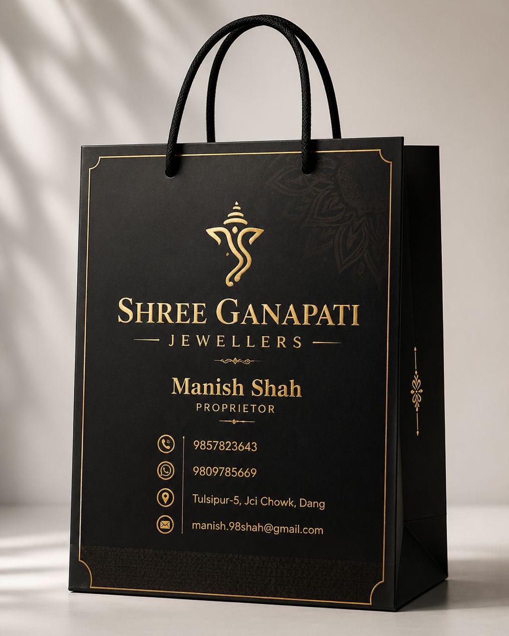 Paper bag manufactured for Shree Ganapati Jewellers