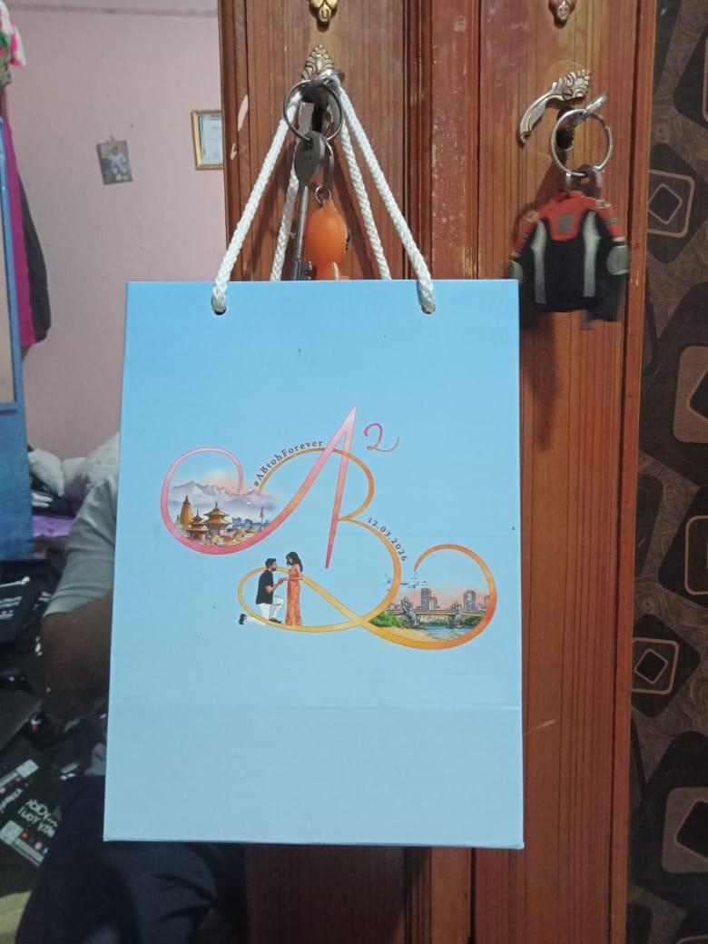 Paper bag manufactured for Wedding commission